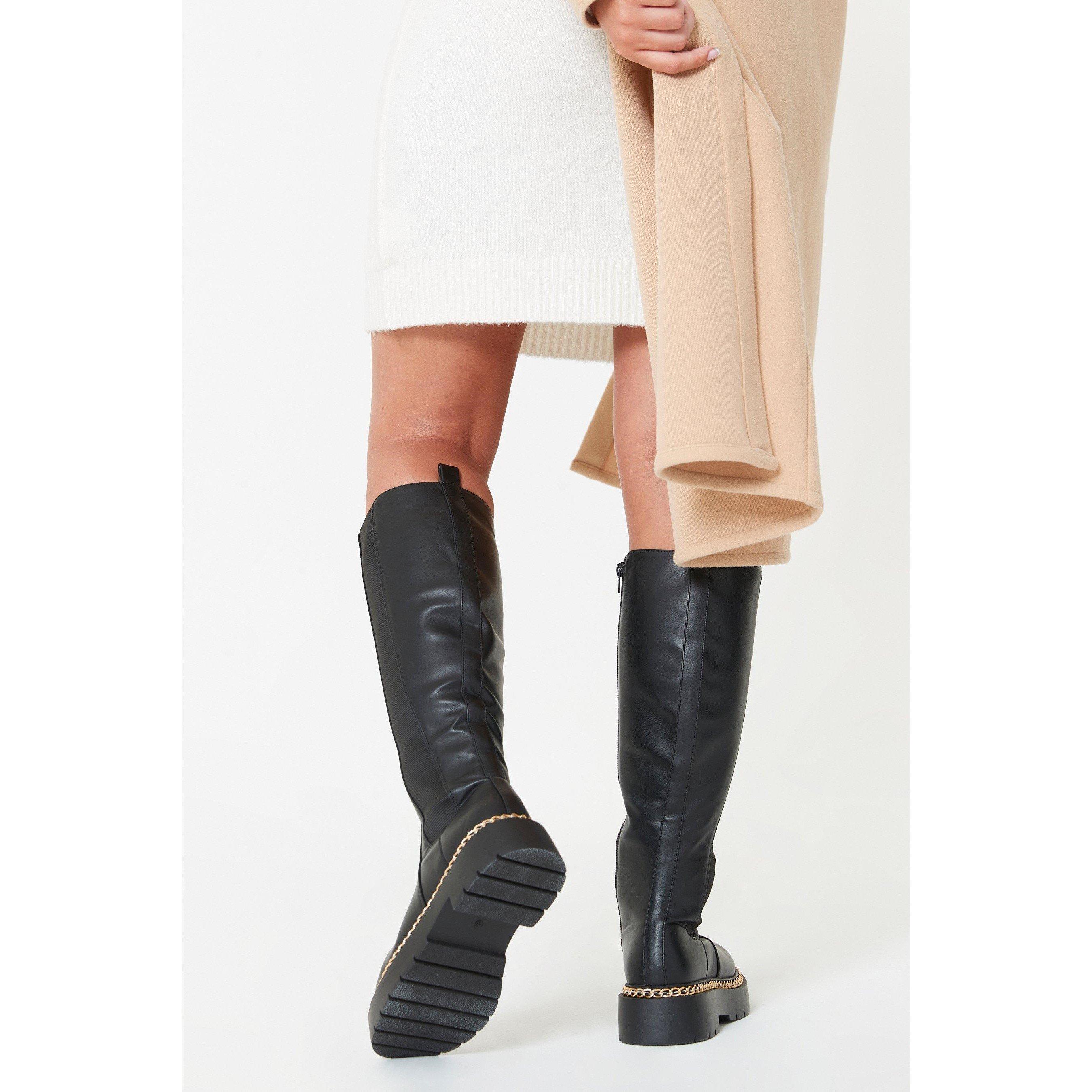 Be You Studio Chain Detail Tall Strech Calf Boot