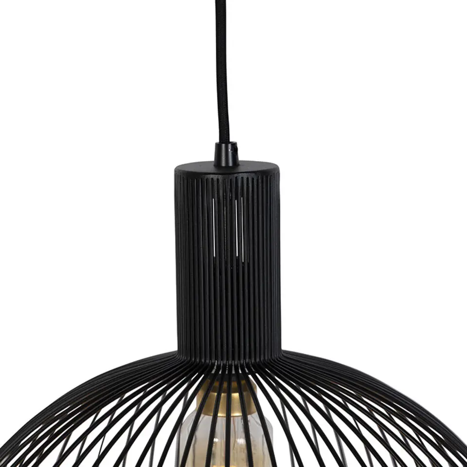 Qazqa hanglampen wire zwart e27