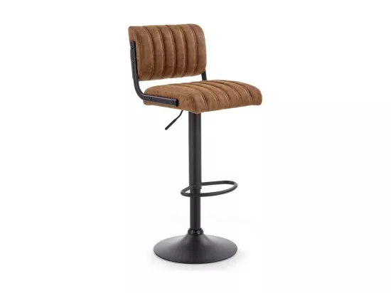 Tabouret de bar en éco-cuir marron avec pied en métal noir BIRMINGHAM