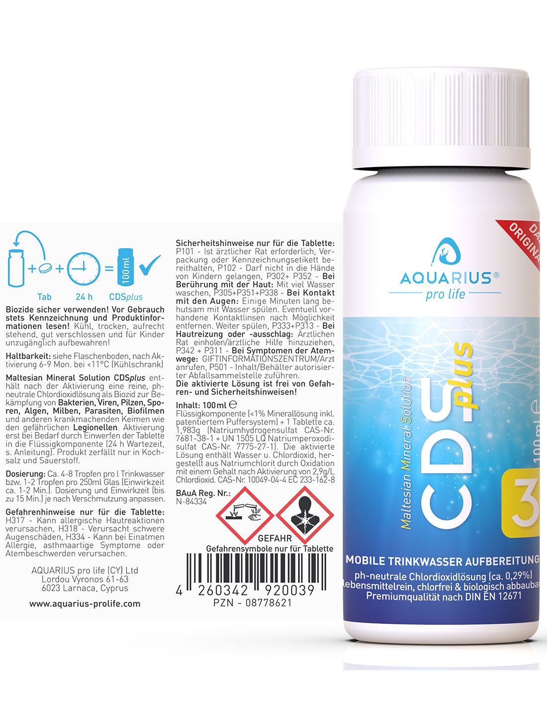 AQUARIUS pro life - CDSplus | CDS/CDL Chlordioxid-Lösung