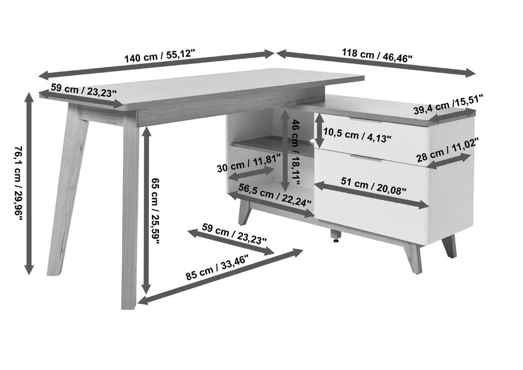 Eckschreibtisch 60AU2 / Libre D 240E