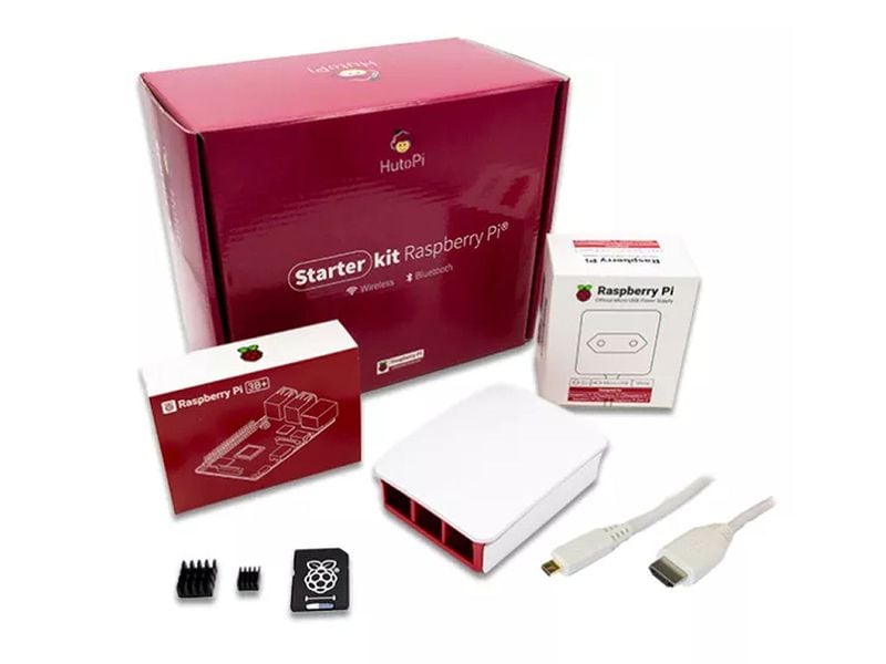 HutoPi Starter Kit Raspberry Pi 3B  1 GB, 16 GB SD Raspberry Pi Entwicklerboard Set mit Netzteil, Gehäuse, SD Karte und Kabel