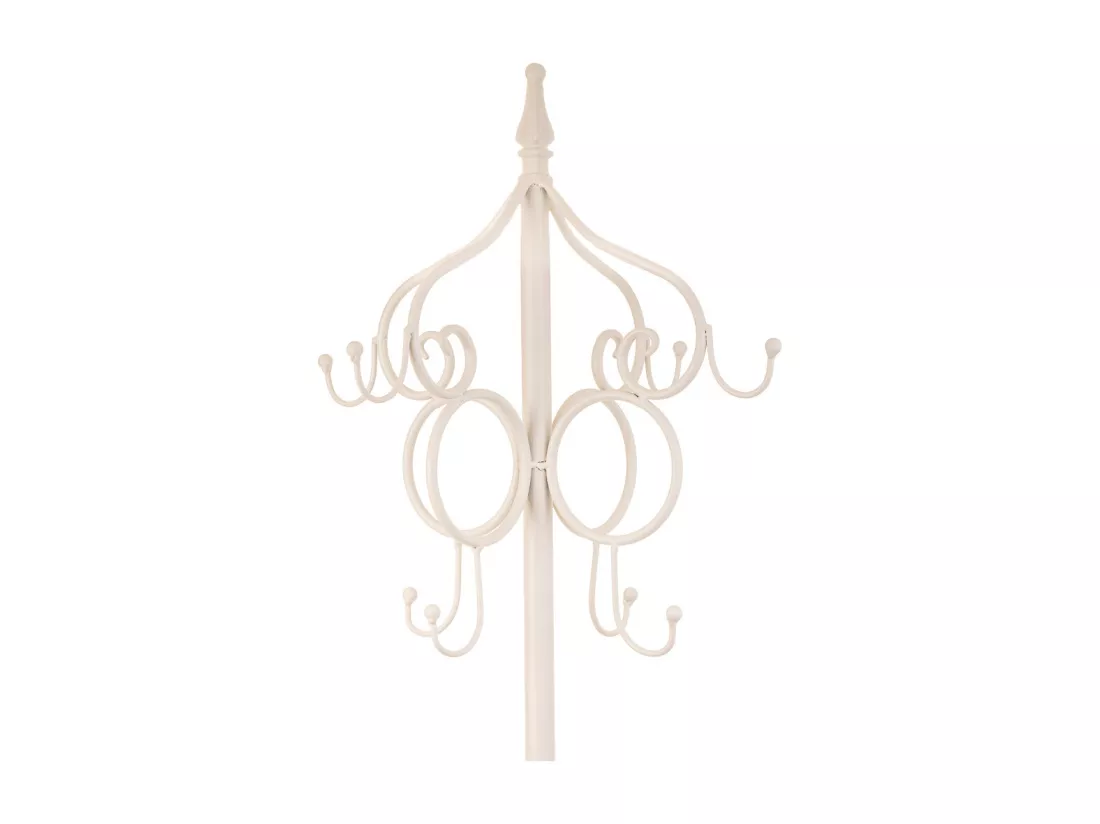 Porte-manteau en fer forgé blanc avec porte-parapluie 26x26x178h cm