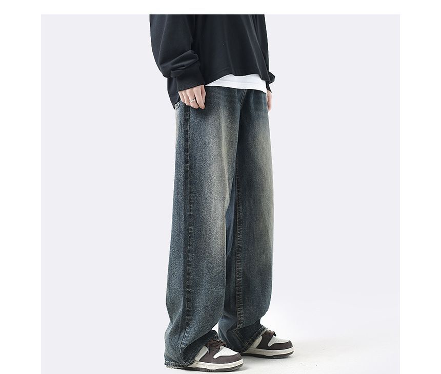 Savenne - Mid Rise Washed Straight Leg Jeans