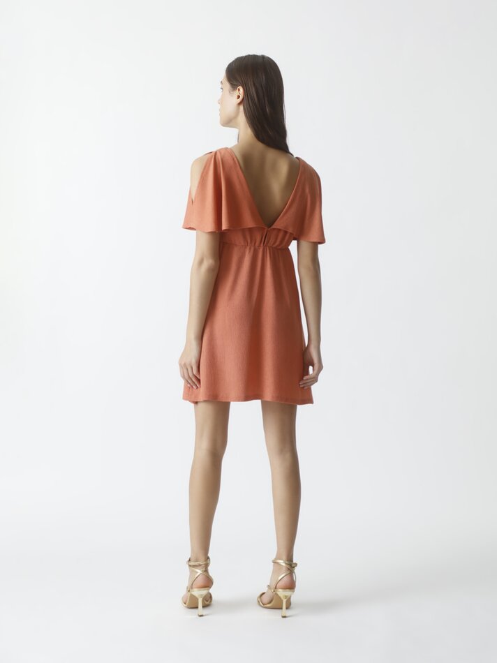 Vestido de alças com babados - Tamanho Médio Laranja