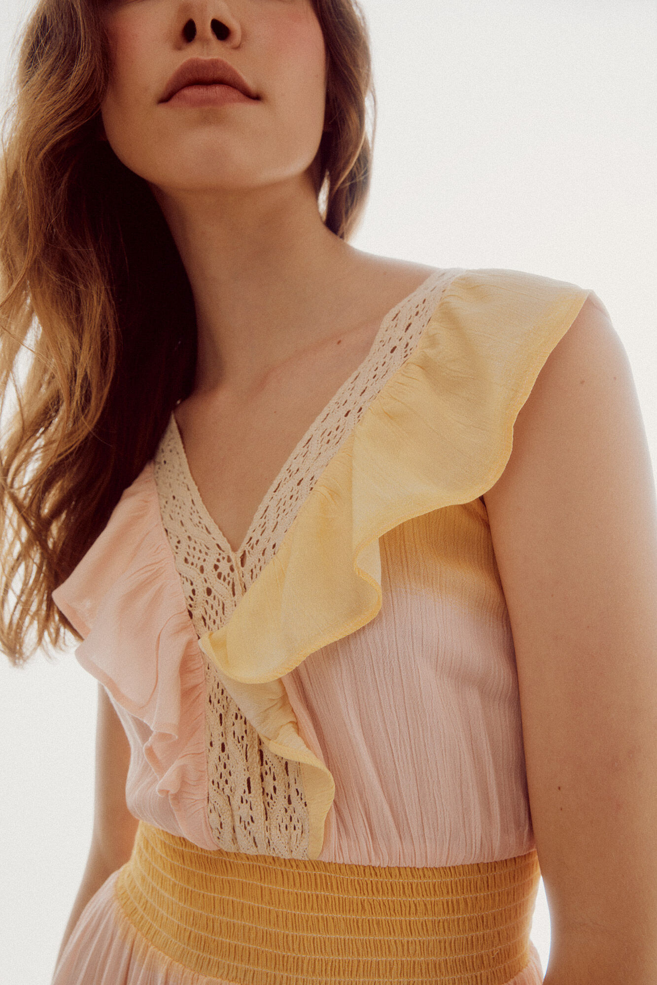 Vestido curto estampado - Estampa amarela