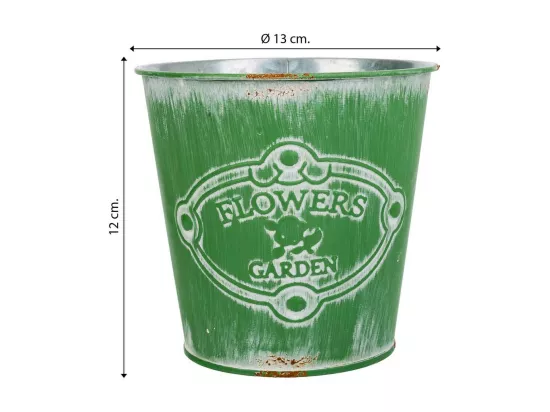 3 Cubos en métal et plateau verts