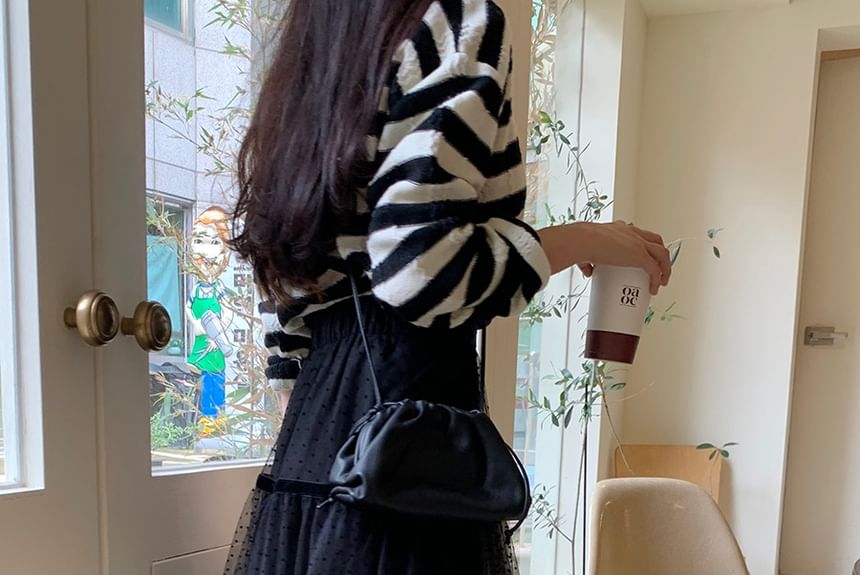 Coris - Maxi A-lijn rok met hoge taille en stippen van mesh