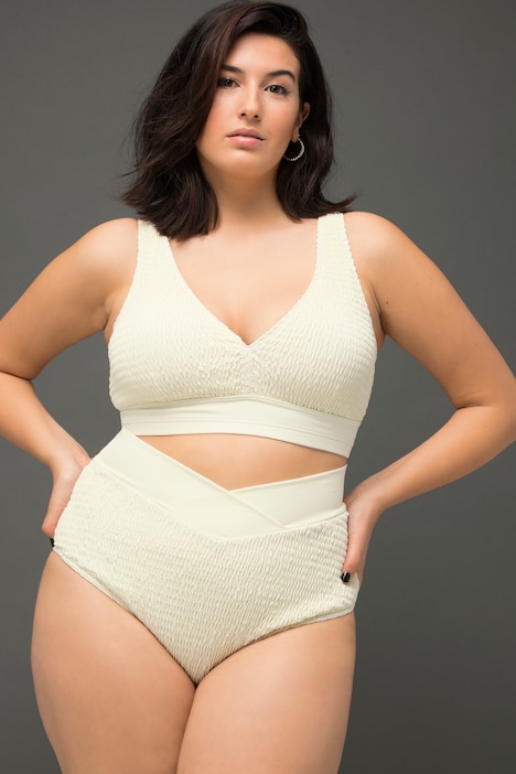 Bikini-Slip, Struktur, HighWaist, Bund mit Wickeloptik