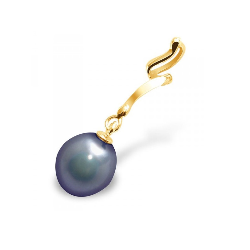 Pendentif Perle de Culture d'eau douce Noire et Or Jaune 375/1000