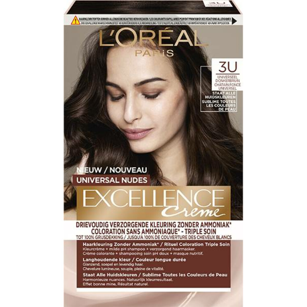 L'Oréal Excellence Crème Universal Nudes Permanente Haarkleuring 3U Universeel Donkerbruin