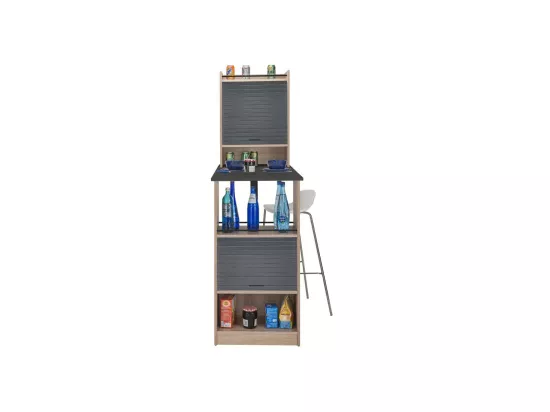 Table comptoir de cuisine + Meubles rangement Blanc - LUFAY