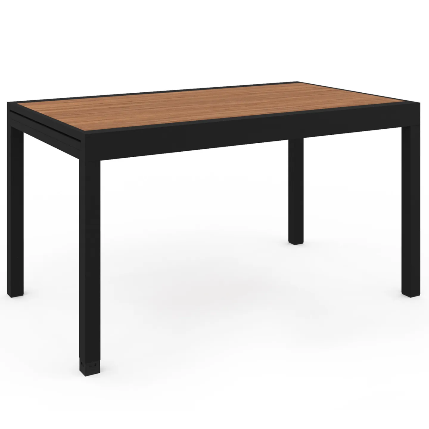 Salon de jardin NOUMEA table extensible 135/270 cm plateau effet bois et 12 chaises empilables noir et bois