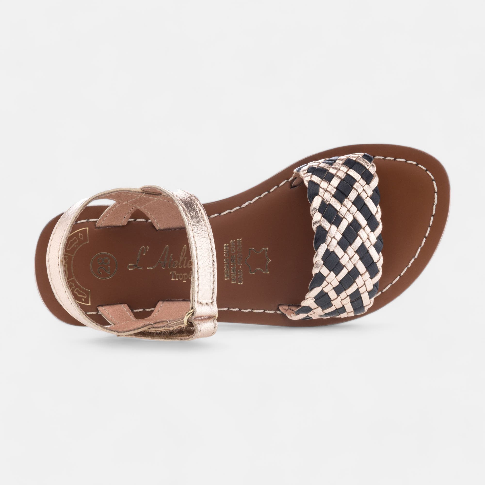 Nu-pieds Fille en cuir or