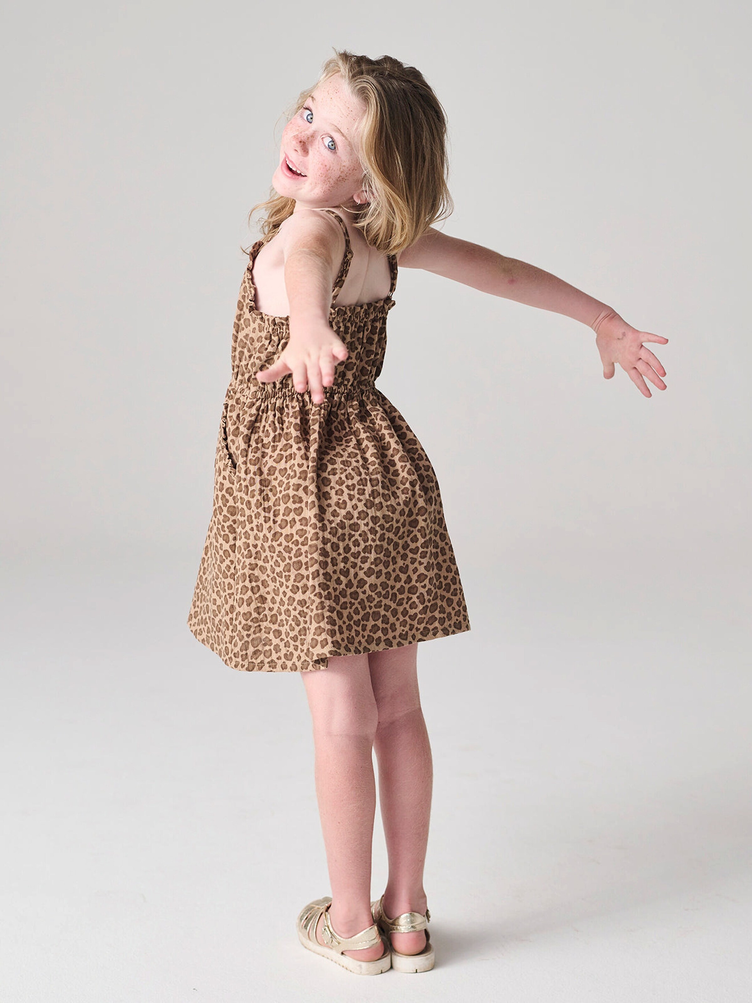 Vertbaudet Mädchen Trägerkleid aus Musselin beige