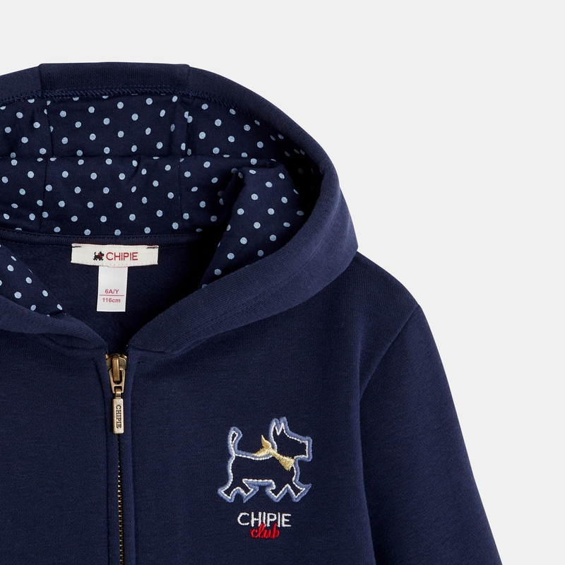 Gilet à capuche navy brodé Chipie bleu fille