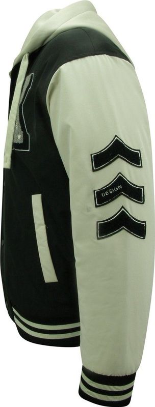Enos - Geborduurde Vintage Varsity Jacket - Zwart - Oversized - 851