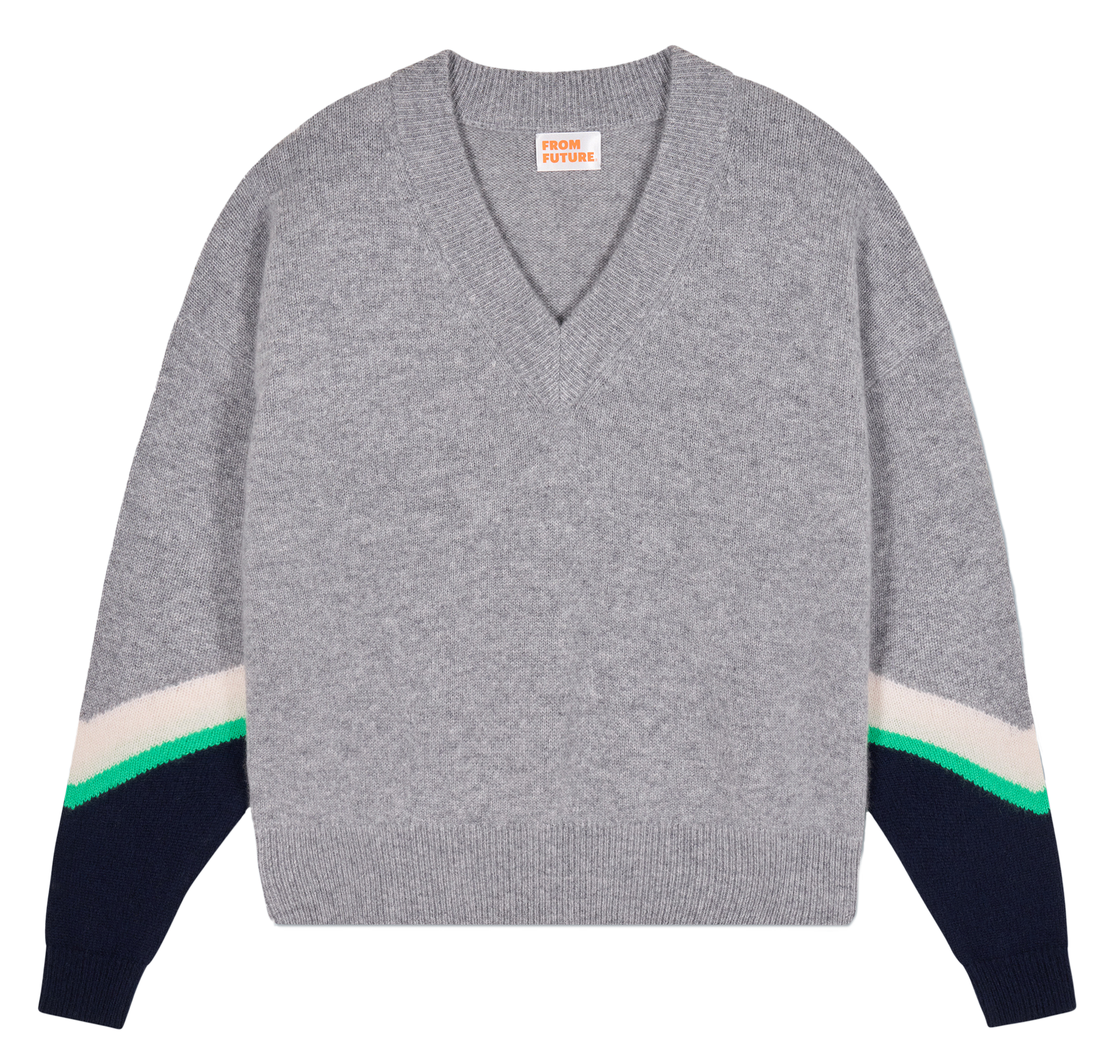 Pull col V en cachemire | Gris