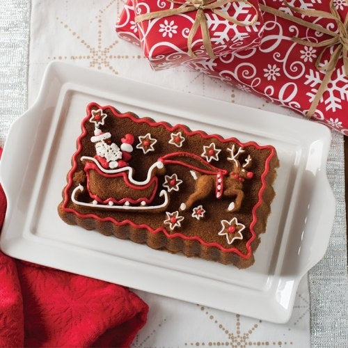 Bakvorm Santa Sleigh Loaf Pan - Nordic Ware | Sparkling Silver Holid