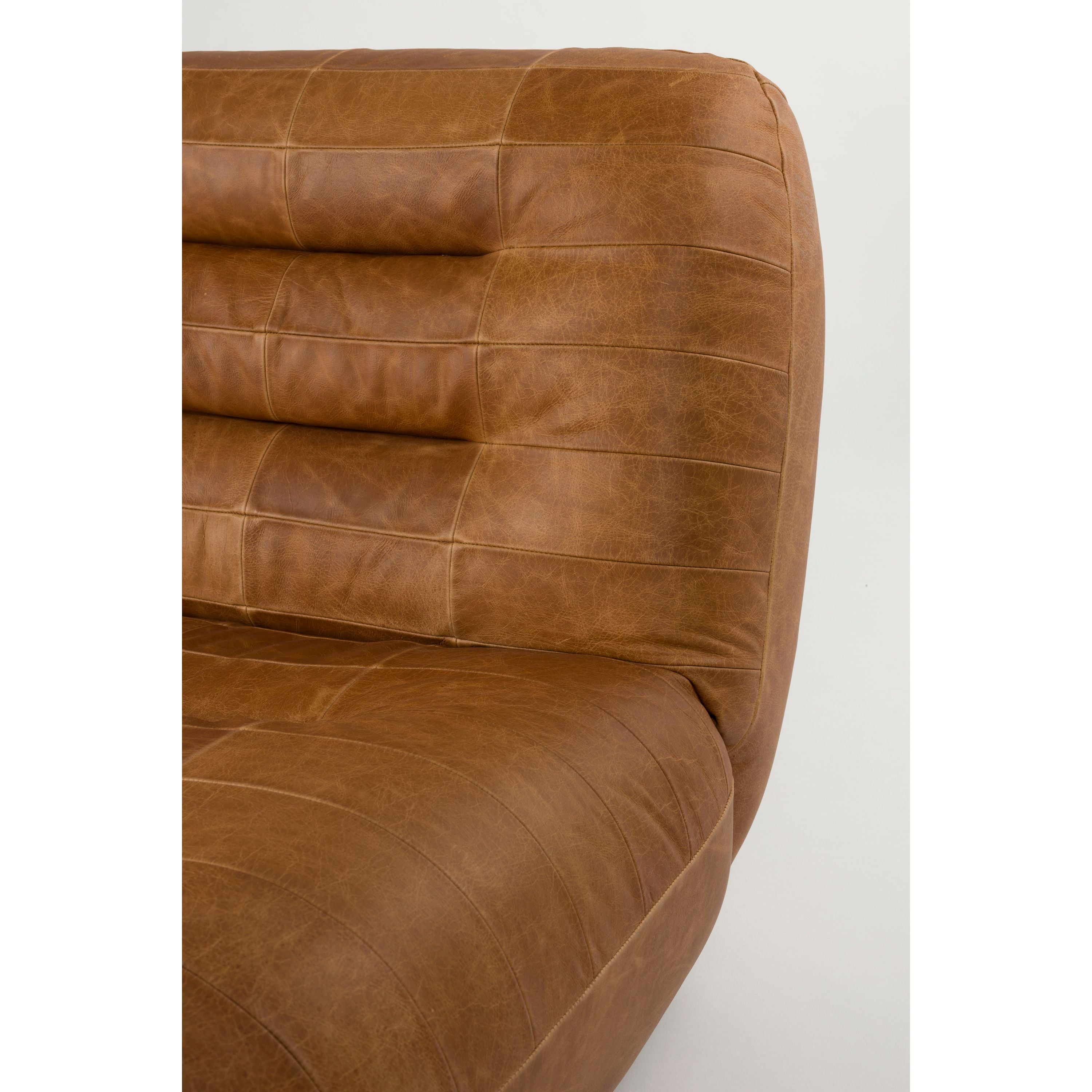 Dutchbone Wyatt Fauteuil Leer Cognac Bruin