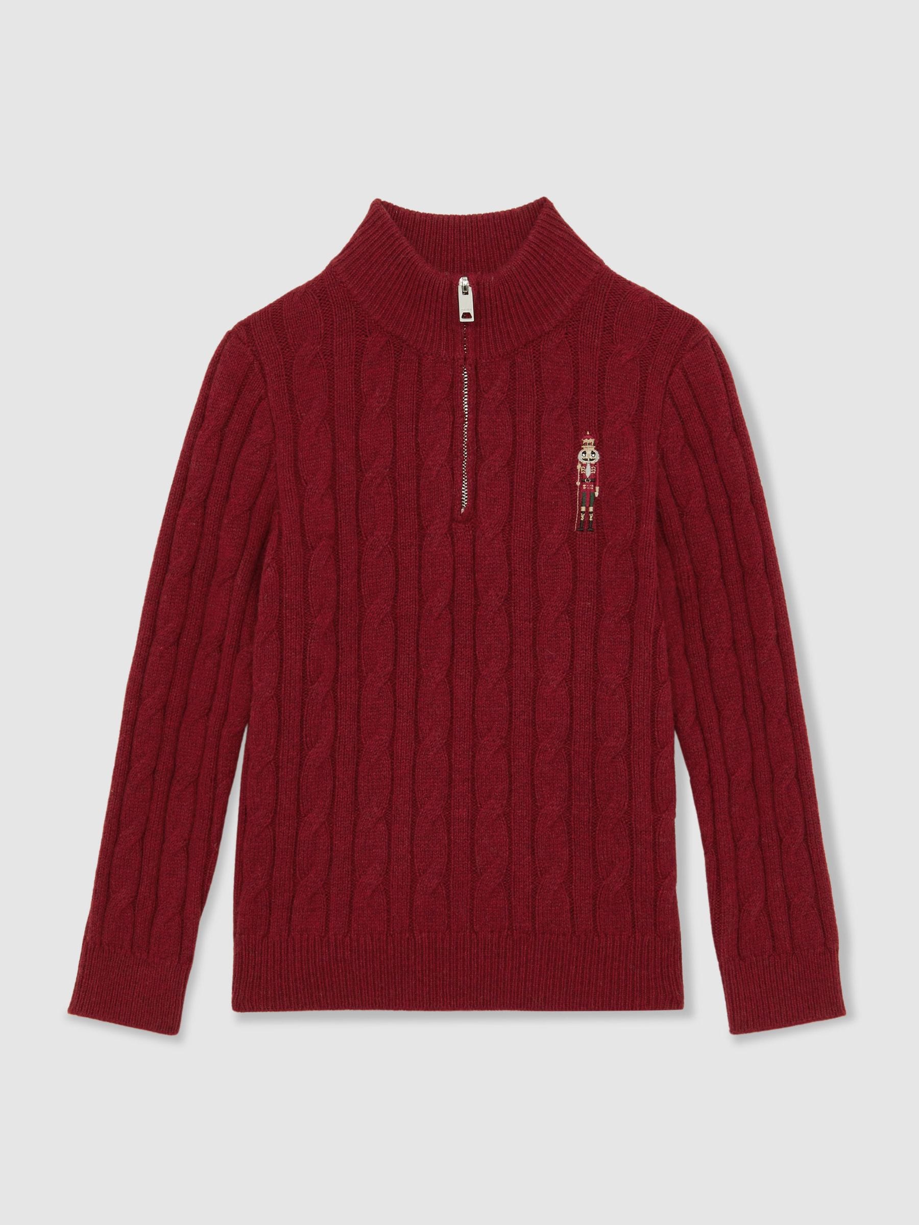 Donkerrood - Reiss Nollaig Wool-Blend Half-Zip Nutcracker Jumper