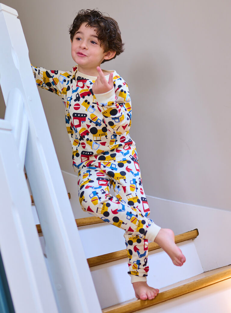 Pyjama beige imprimé tracteur pour garçon