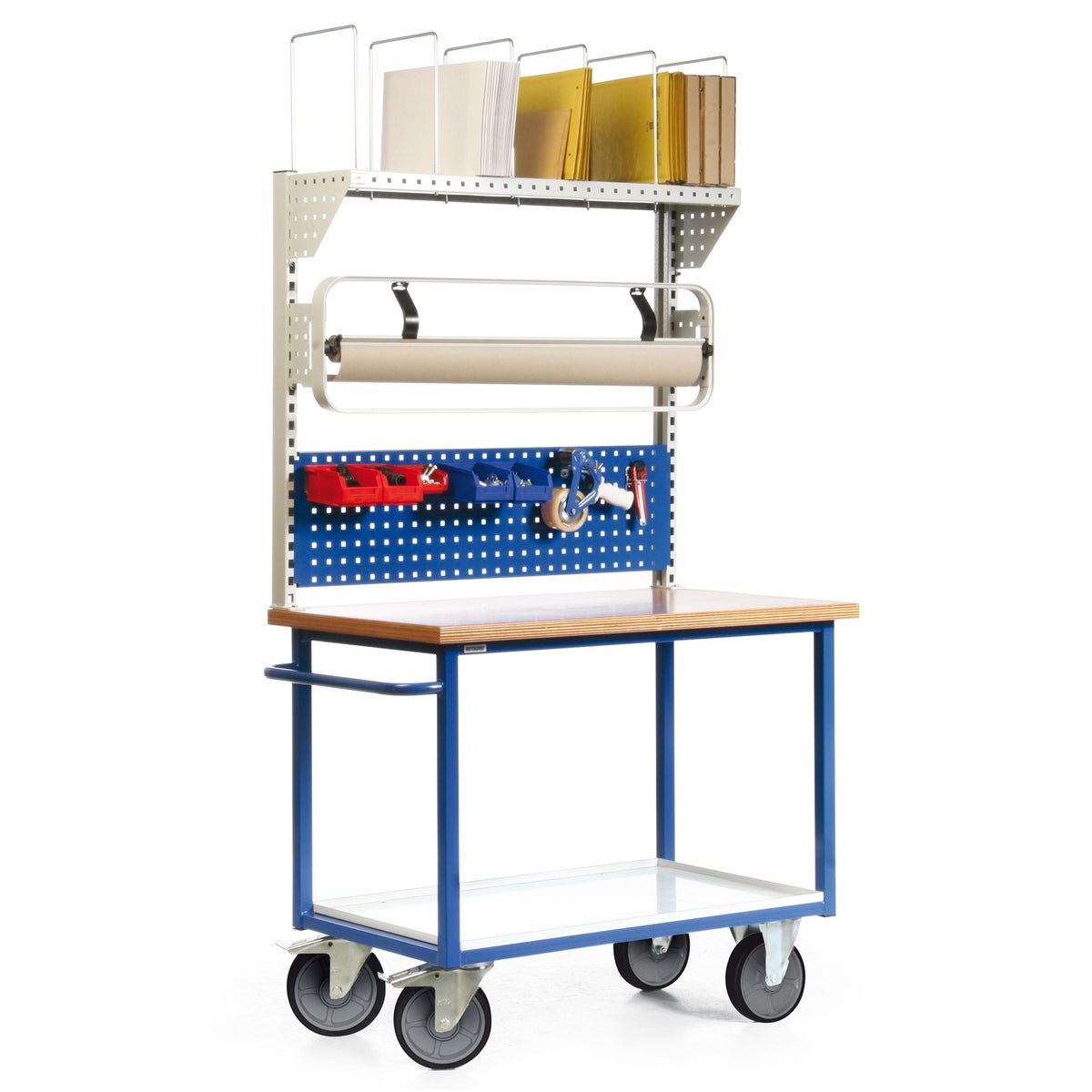Protaurus Packstation met geperforeerde plaat en plaatstalen plank eronder