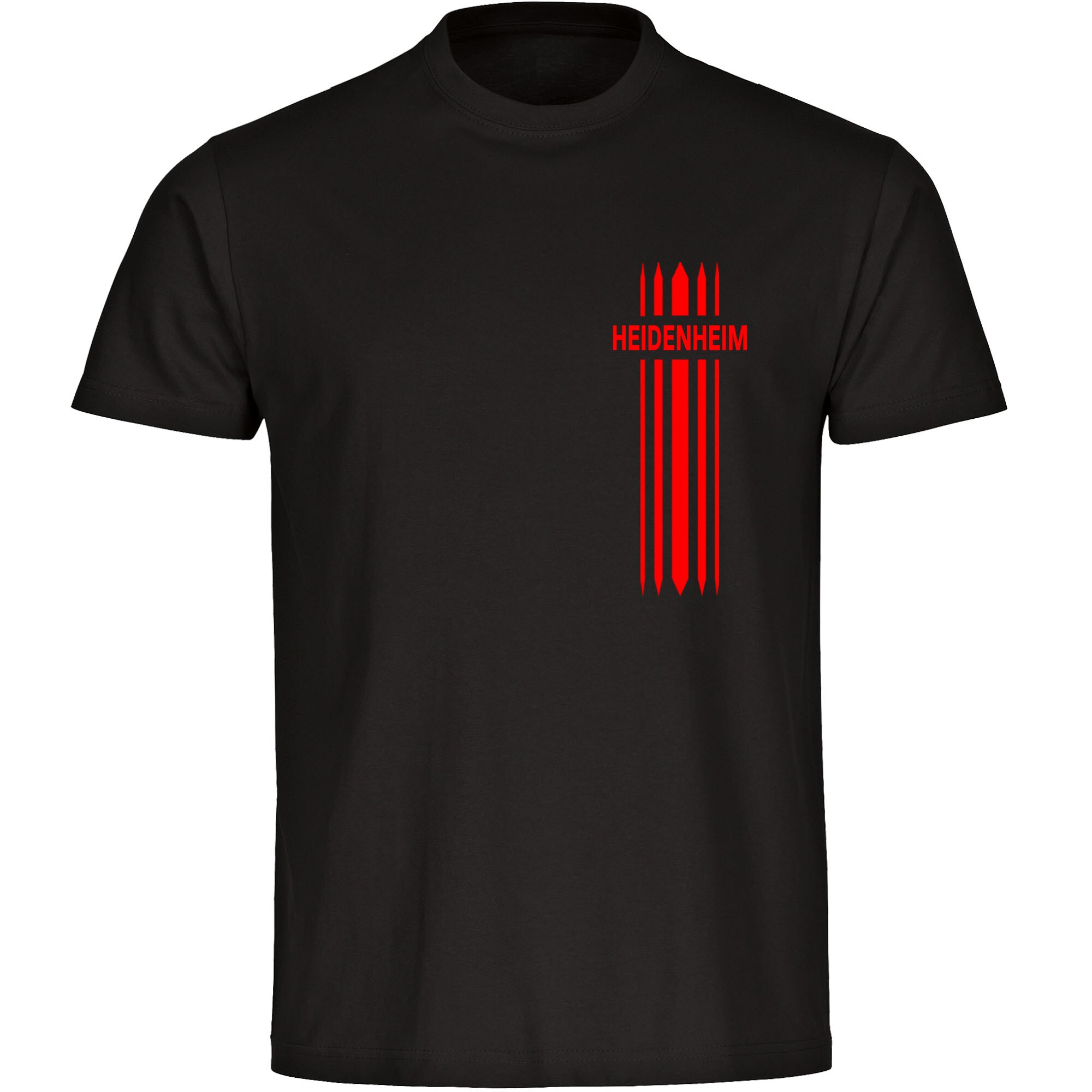multifanshop® Herren T-Shirt - Heidenheim - Streifen - Druck rot