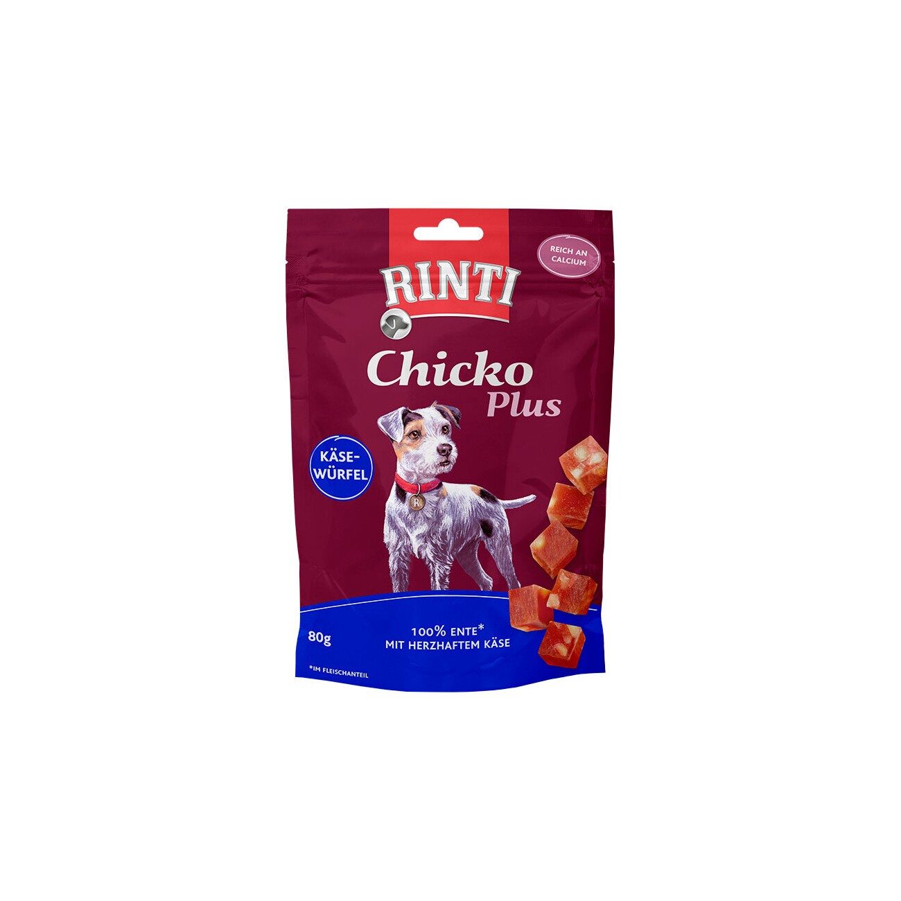 RINTI Chicko Plus Käsewürfel, mit Ente und Käse 12x80 g