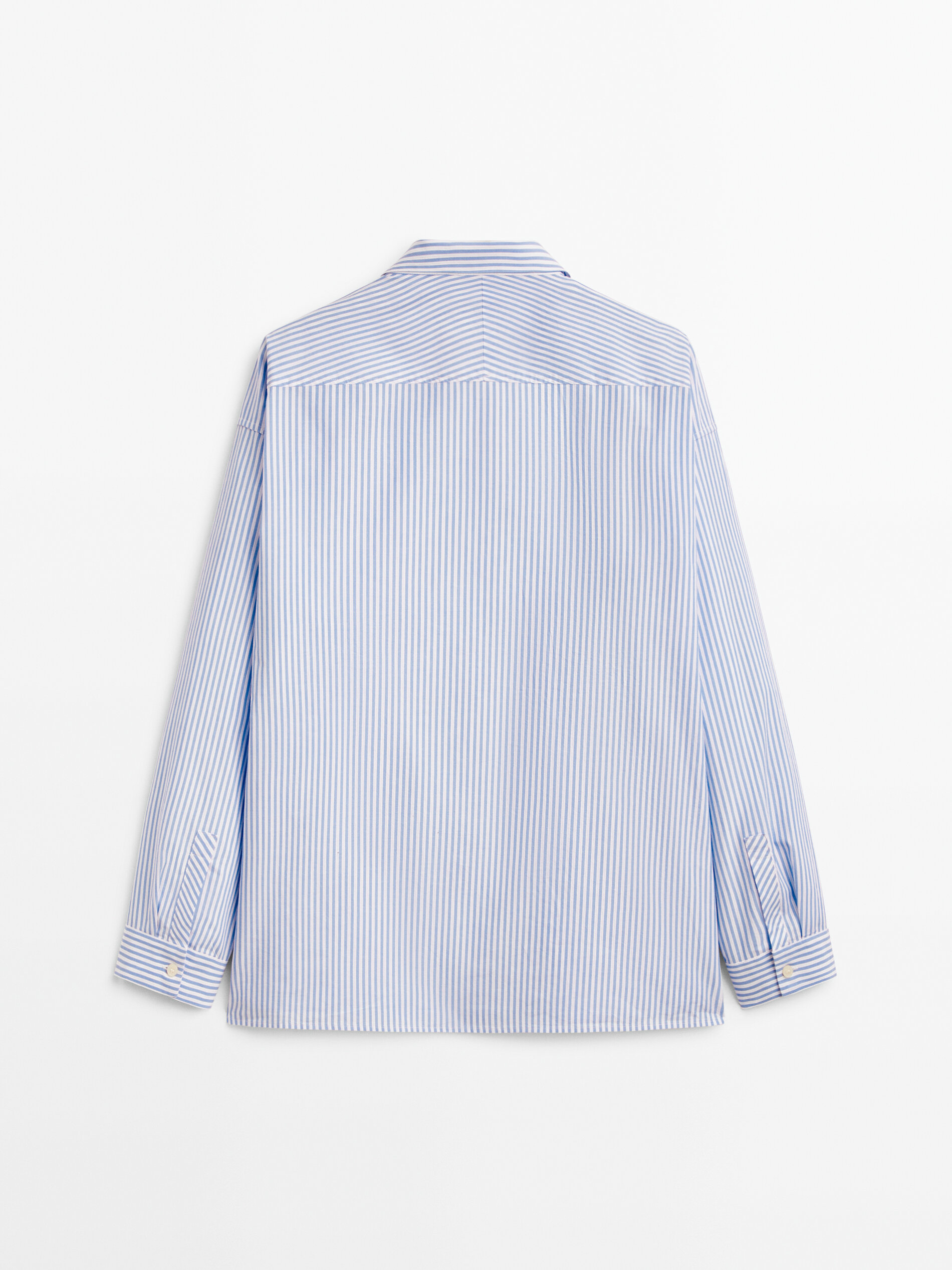 Camisa Popeline Rayas Bolsillos - AZUL CLARO