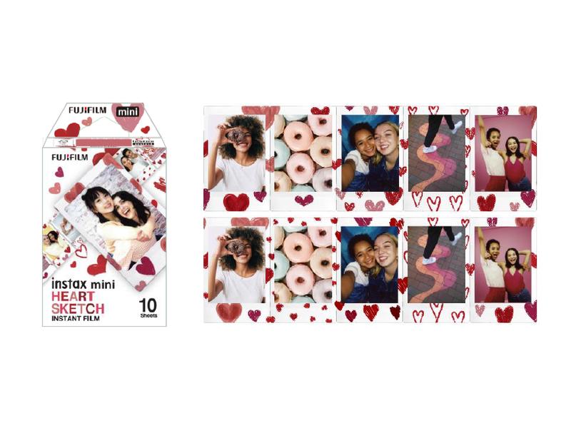 Fujifilm Sofortbildfilm Instax Mini Heart Sketch 10 Blatt Film für Instax-Sofortbildkameras, 10 Blatt