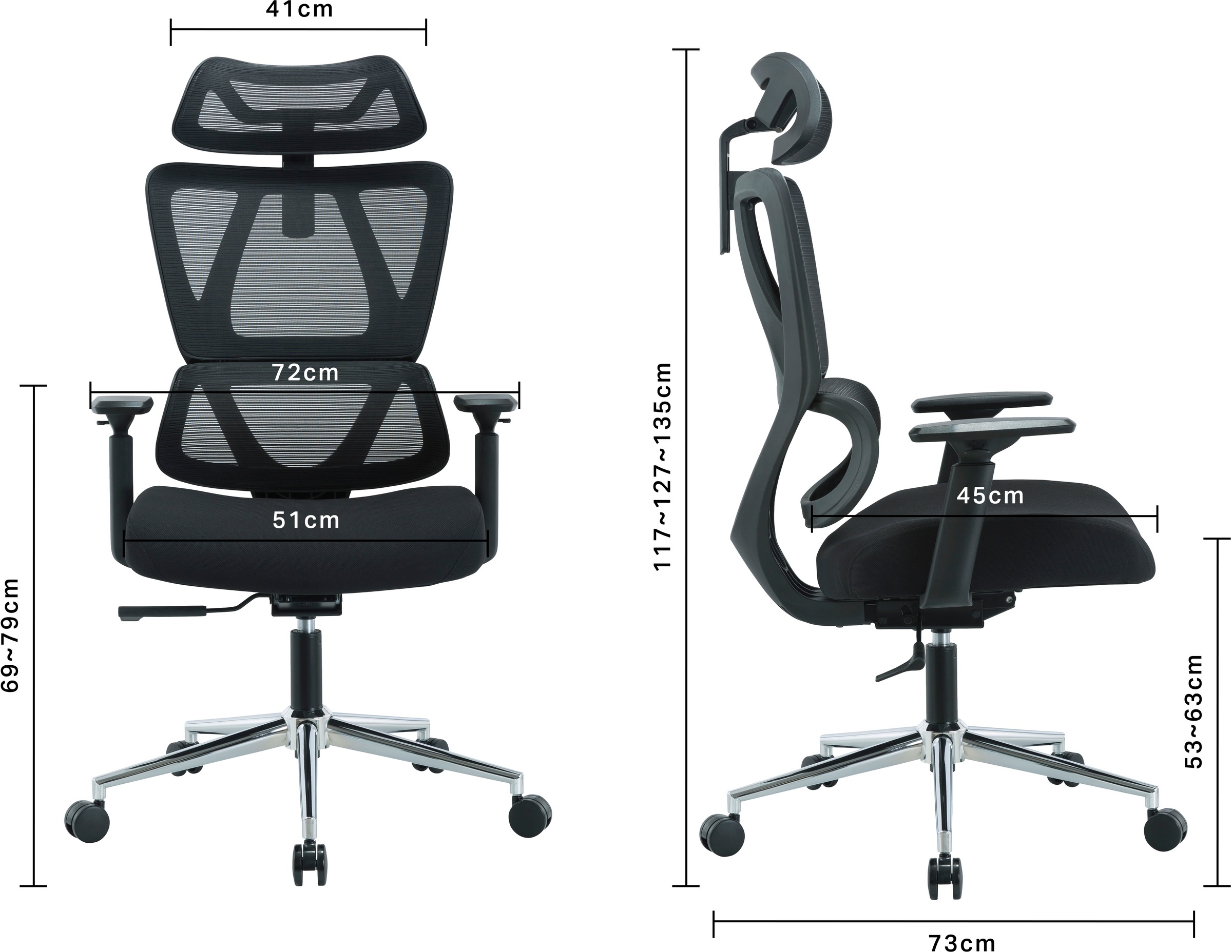 PLACES OF STYLE Bürostuhl »Andora, moderner ergonomischer Schreibtischstuhl« () verstellbare Armlehne & Kopfstütze, Lendenwirbelstütze
