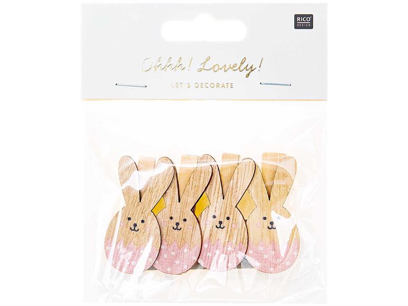 Rico Design Dekoklammer Osterhase 4 Stück, Rosa Kreativ mit Rico Design