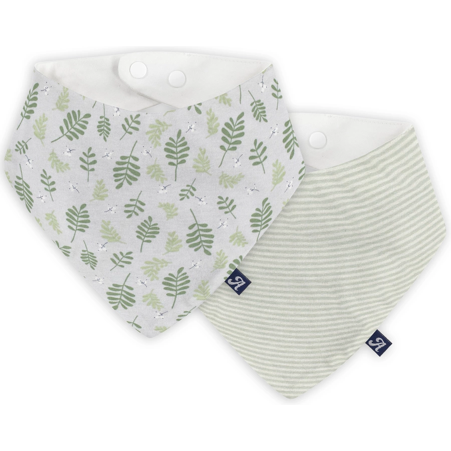Alvi® Dreieckstuch 2er Pack Drifting Leaves graugrün