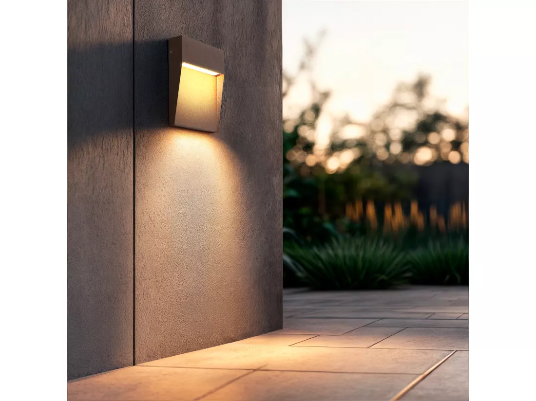 Applique Murale Extérieure LED 6.5W CCT Seleccionable en Saillie Carrée Jade Brun