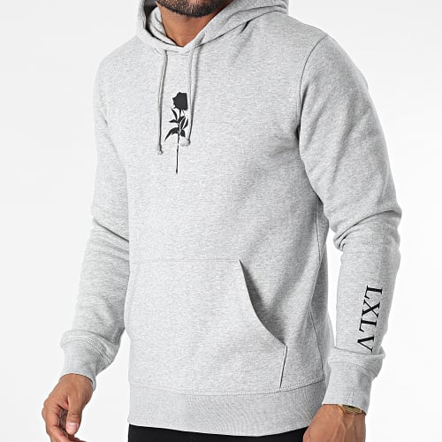 Sweat Capuche Chest Roses Gris Chiné Noir