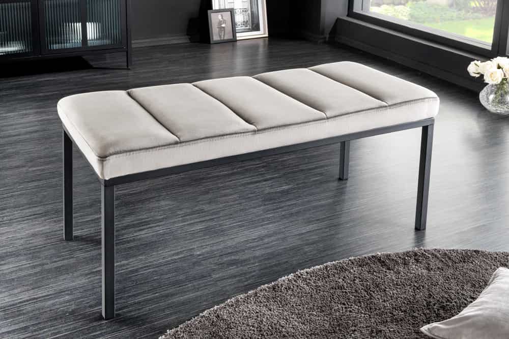 Design Sitzbank PETIT BEAUTÉ 80cm grau Samt schwarzes Gestell