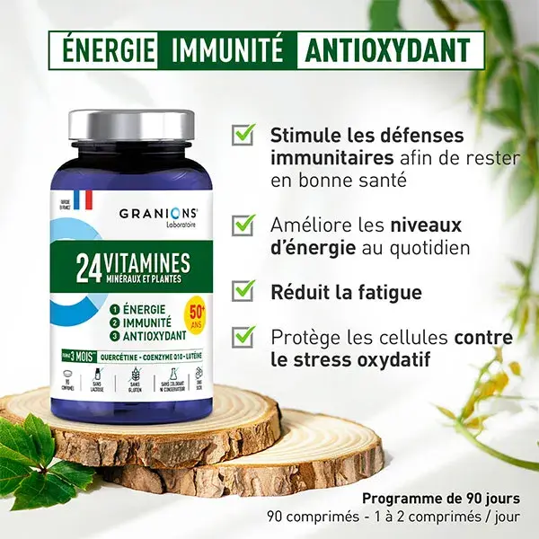 Granions 24 Vitaminas, Minerais e Plantas para Idosos, 90 comprimidos