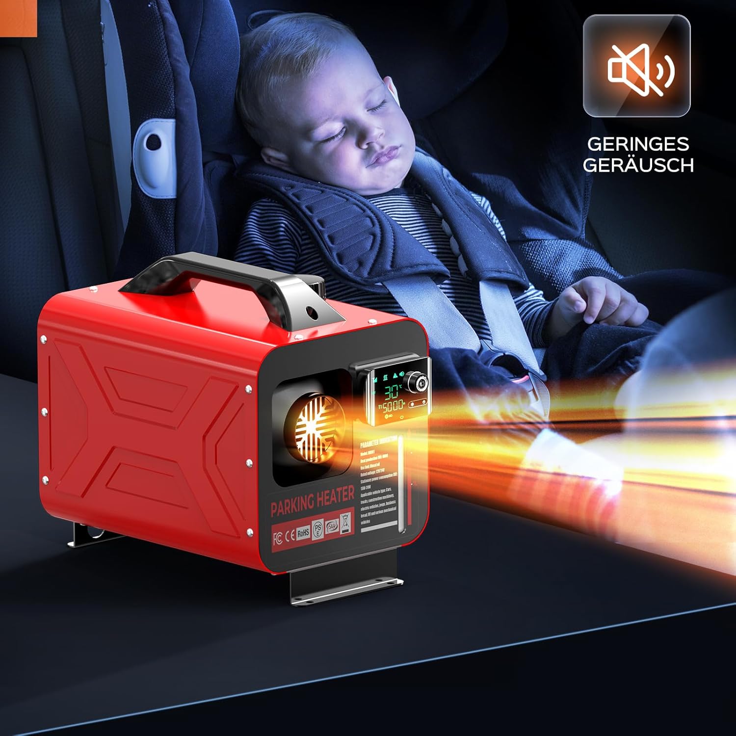 8KW 12V&24V& 230V Standheizung Dieselheizung, Diesel-Luftheizung All-in-One mit Fernbedienung & LCD-Bildschirm, Schnelles Aufheizen, App-Steuerung, Tragbare Diesel Heizung für LKW, Transporter