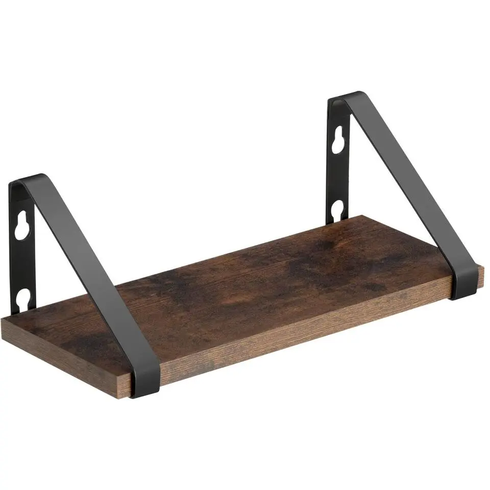 tectake 3 wandplanken Cowell, Industrieel Hout Donker, Rustiek