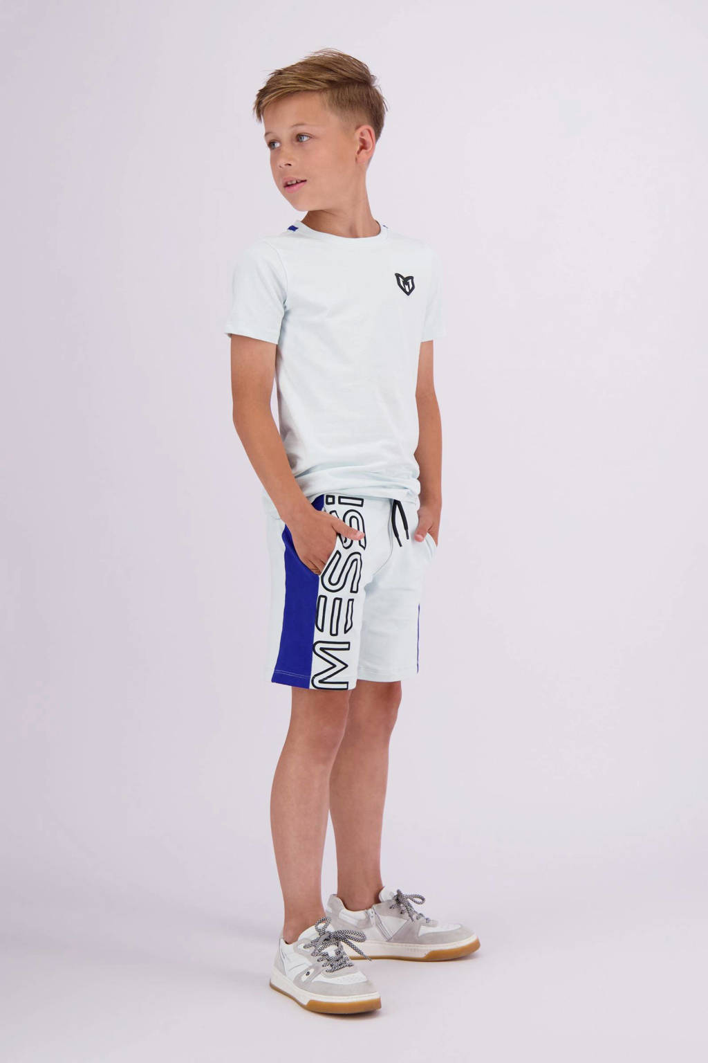 Vingino sweatshort Rafo met logo lichtblauw/hardblauw
