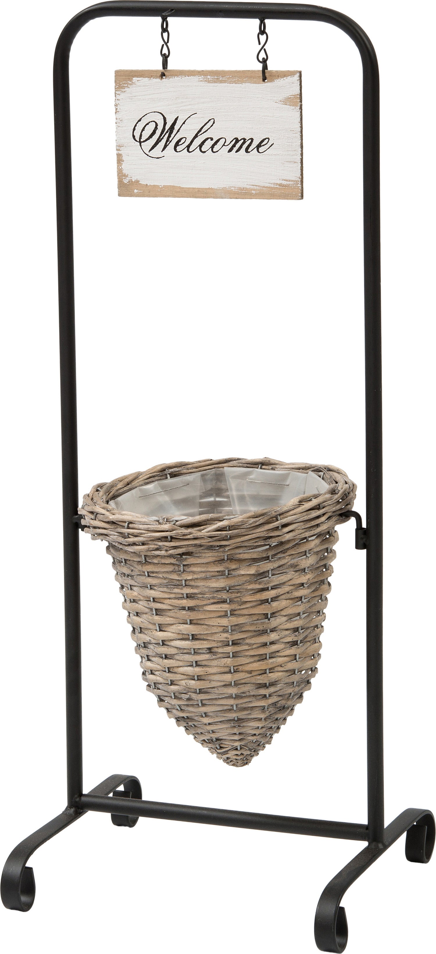Intratuin plantenmand met standaard zwart / naturel 26 x 24 x 70 cm