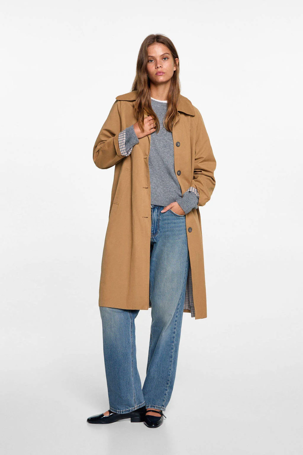 MANGO TEEN coat lichtbruin