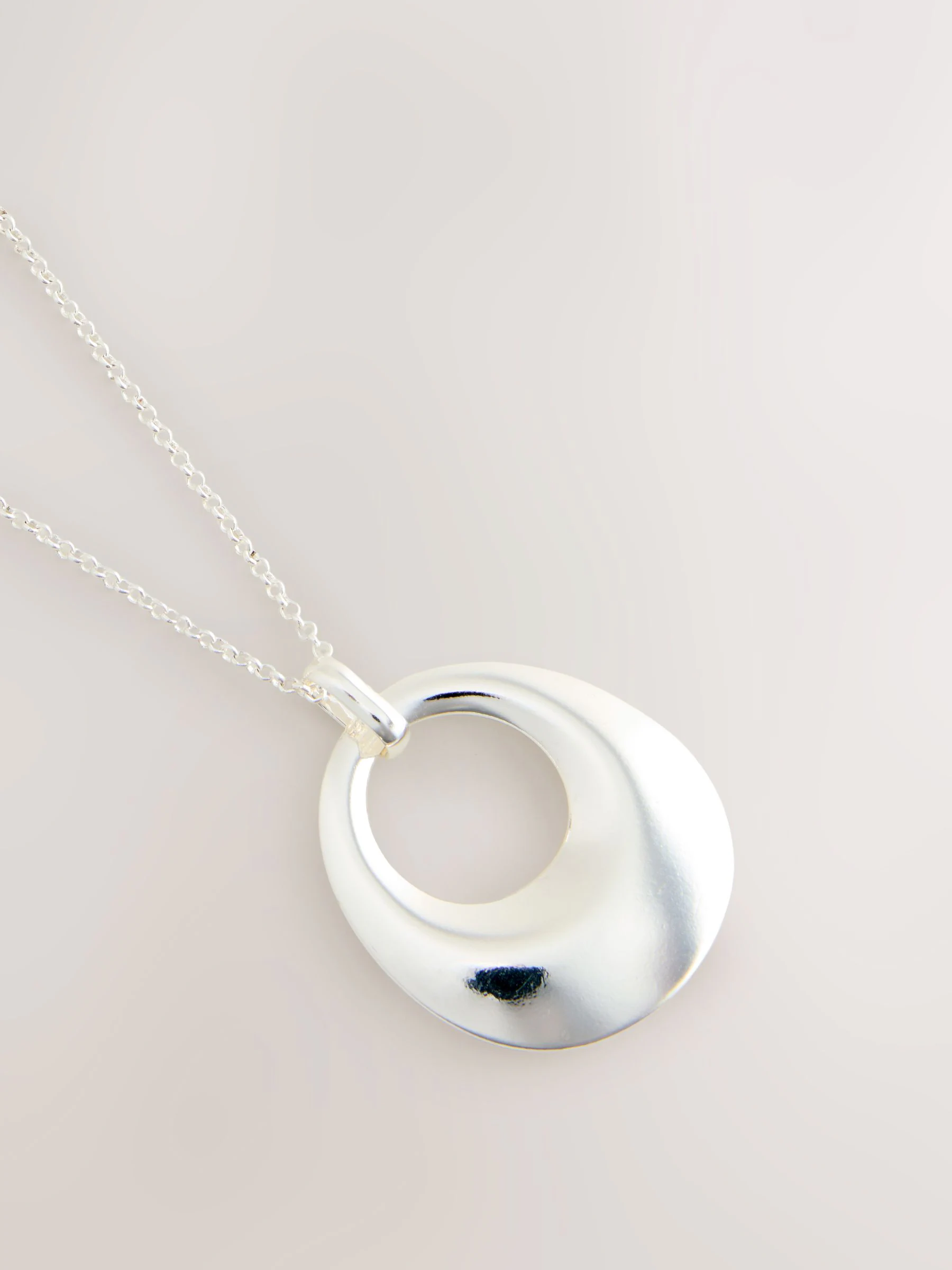Zilverkleurig - Open Circle Drop Long Necklace