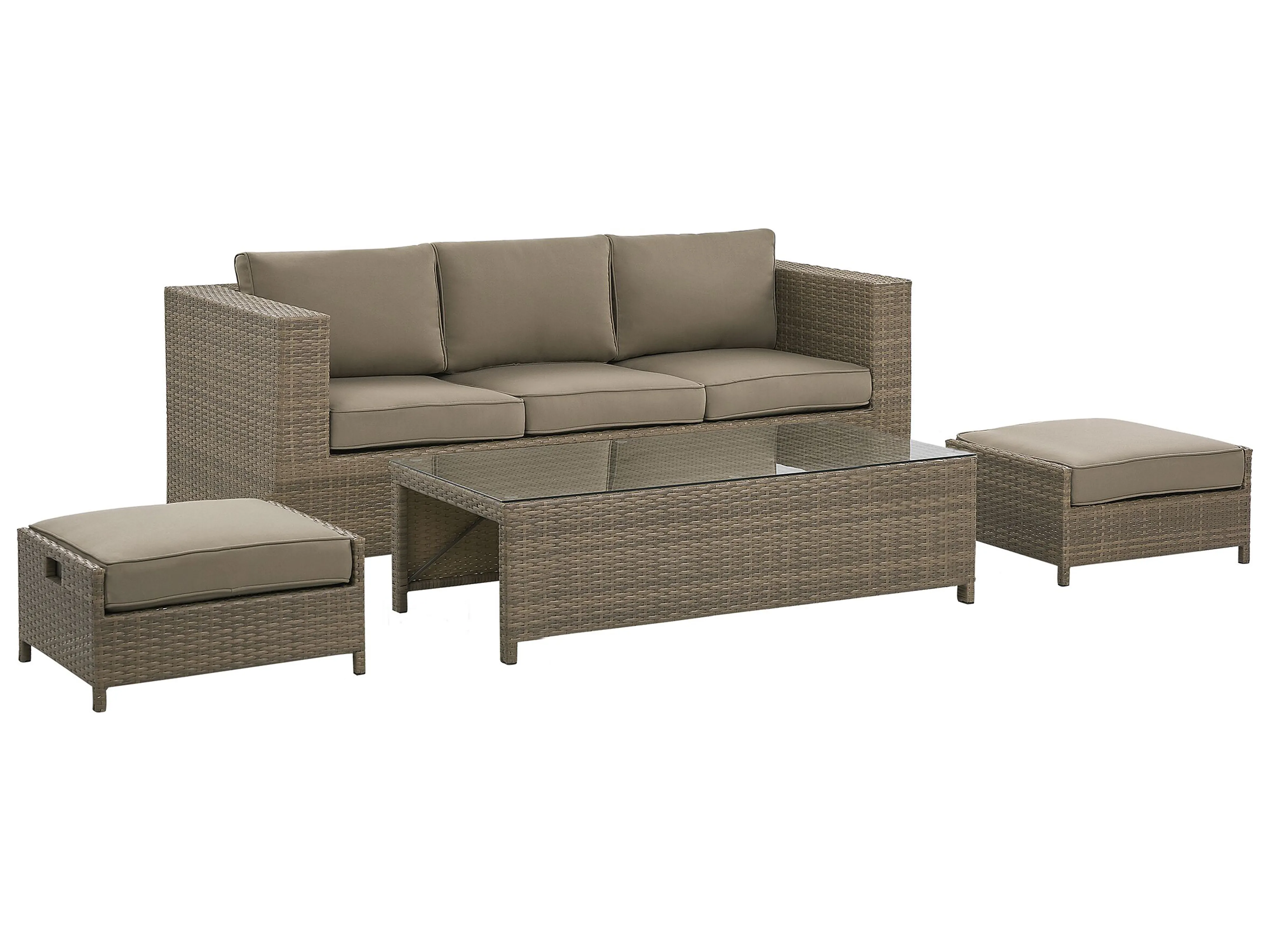 Loungeset met tafel 5-zits BELLUNO PE rotan Bruin