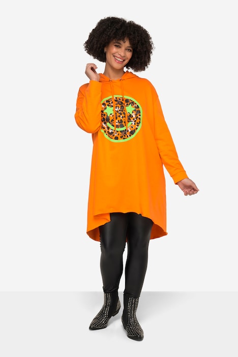 Long-Hoodie, Kapuzensweater, Smiley, Langarm