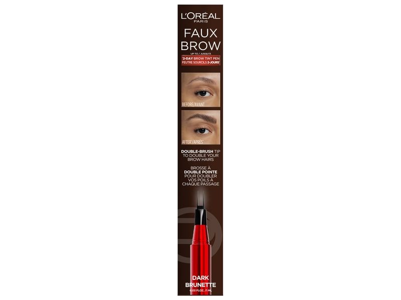 L'Oréal Paris Augenbrauenstift Infaillible Faux Brow Dark B Augenbrauenstift mit innovativer Doppelspitze für natürliche, volle Augenbrauen