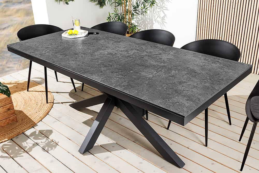In- und Outdoor Esstisch GALAXIE 200cm anthrazit Keramik Aluminium wetterfest