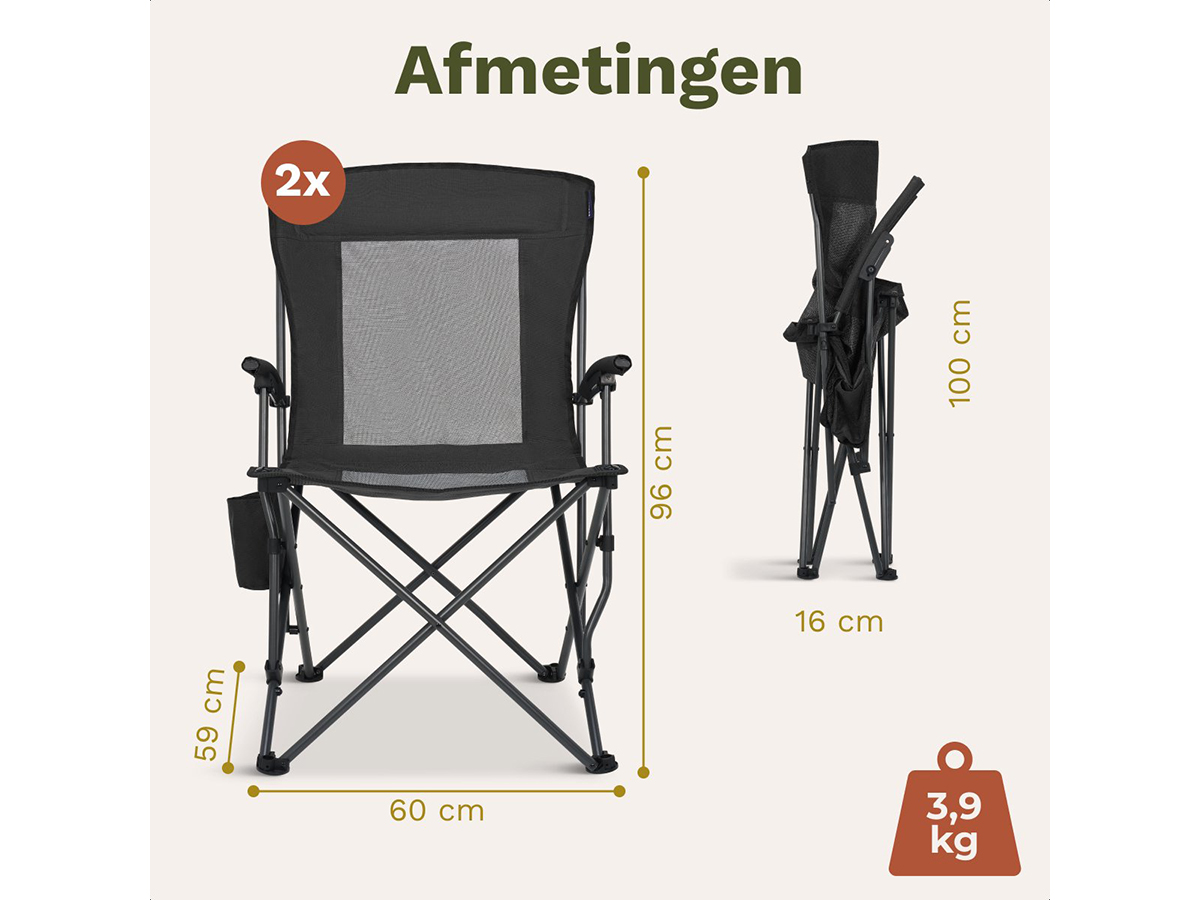 Trvlmore Foldable Air Black vouwstoel - Set van 2