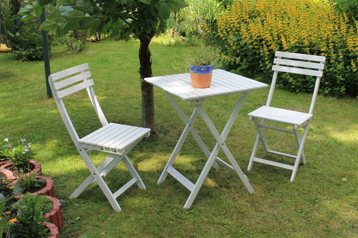 Sedex Gartenset Bistro 3 teilig weiß gewischt
